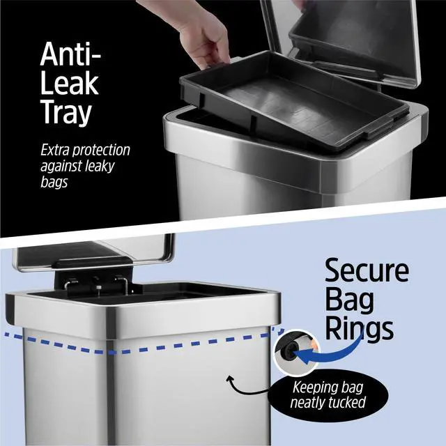 Alt view image 5 of 6 - 20 Gallon Stainless Steel Large Kitchen Trash Can with Foot Pedal, Soft Close Lid and Trash Bag Retainer Rim