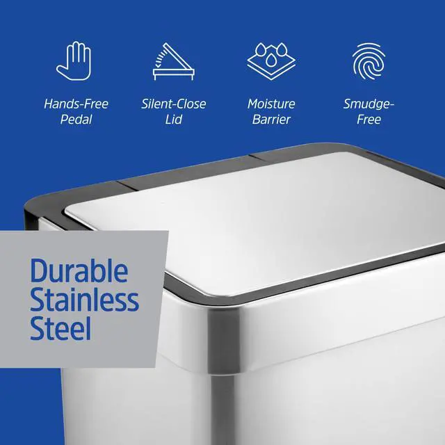 Alt view image 6 of 6 - 20 Gallon Stainless Steel Large Kitchen Trash Can with Foot Pedal, Soft Close Lid and Trash Bag Retainer Rim