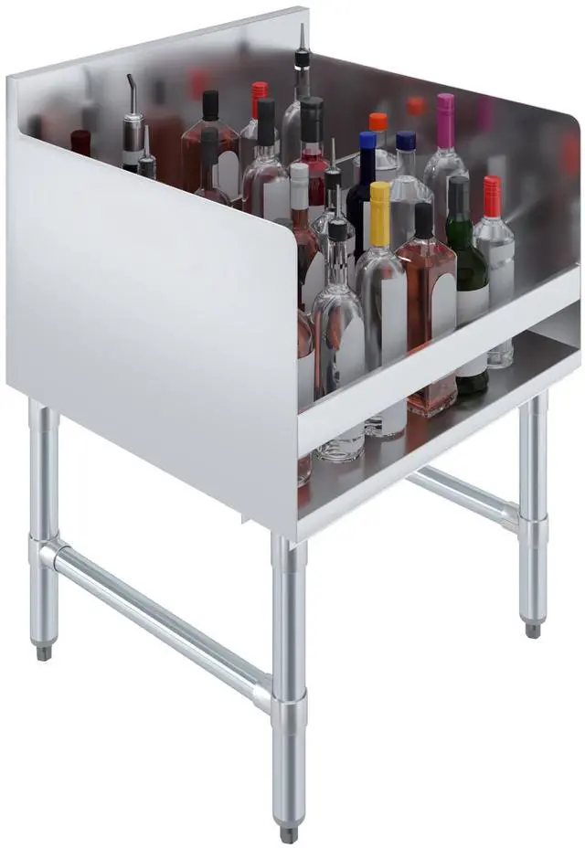 Main image of 22.5 in. x 24 in. x 33 in. Stainless Steel Four-Tier Liquor Display Rack