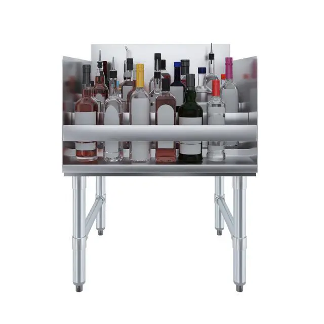 Alt view image 5 of 6 - 22.5 in. x 24 in. x 33 in. Stainless Steel Four-Tier Liquor Display Rack