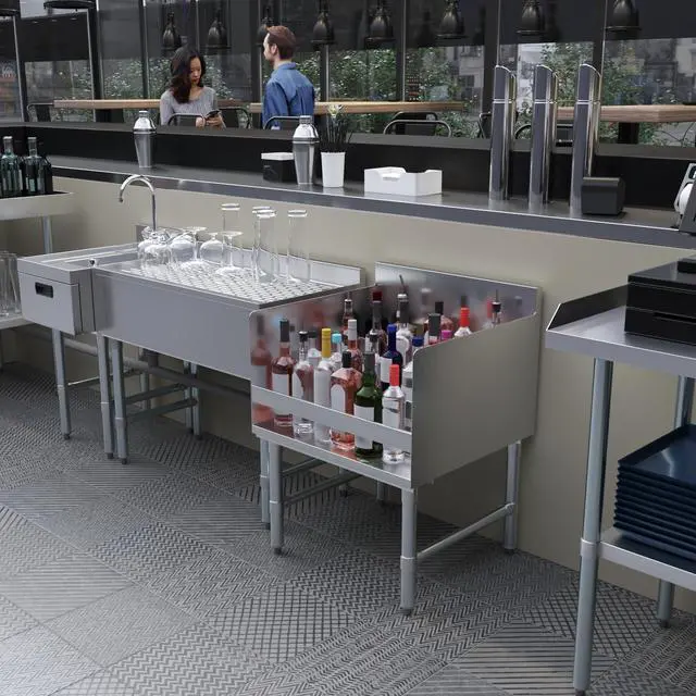 Alt view image 6 of 6 - 22.5 in. x 24 in. x 33 in. Stainless Steel Four-Tier Liquor Display Rack