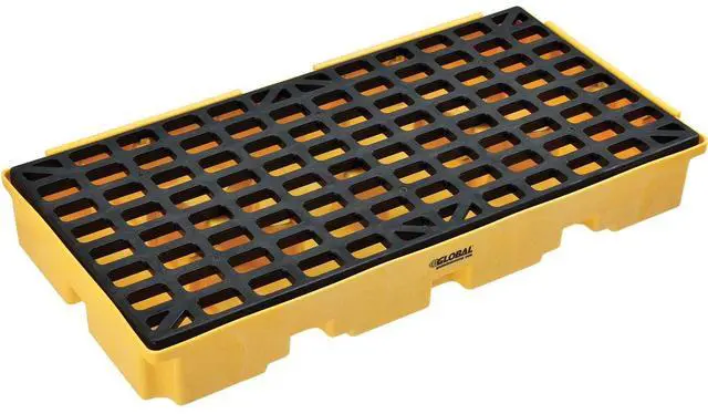Main image of Low Profile Spill Containment Modular Platform, 2 Drum Capacity, 30 Gallon Liquid Capacity, 5000 Lbs Weight Capacity, 51.5"W x 26.25"D x 6.5"H, Yellow
