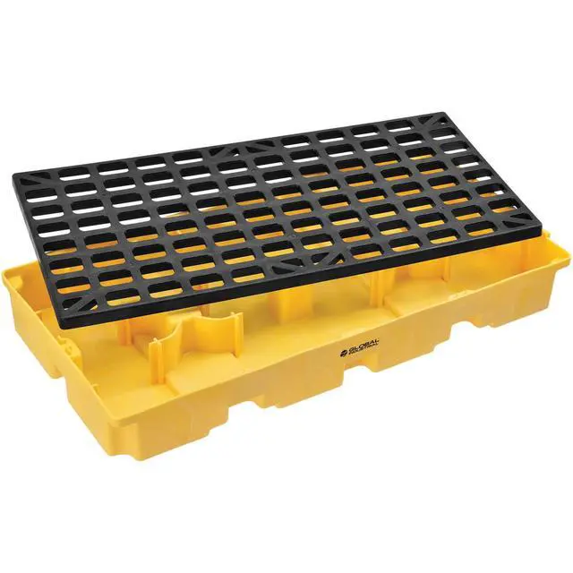 Alt view image 2 of 6 - Low Profile Spill Containment Modular Platform, 2 Drum Capacity, 30 Gallon Liquid Capacity, 5000 Lbs Weight Capacity, 51.5"W x 26.25"D x 6.5"H, Yellow