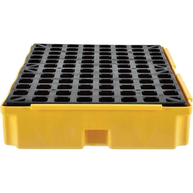 Alt view image 3 of 6 - Low Profile Spill Containment Modular Platform, 2 Drum Capacity, 30 Gallon Liquid Capacity, 5000 Lbs Weight Capacity, 51.5"W x 26.25"D x 6.5"H, Yellow