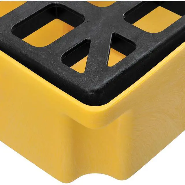 Alt view image 4 of 6 - Low Profile Spill Containment Modular Platform, 2 Drum Capacity, 30 Gallon Liquid Capacity, 5000 Lbs Weight Capacity, 51.5"W x 26.25"D x 6.5"H, Yellow