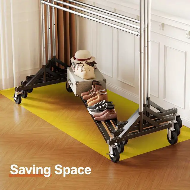 Alt view image 6 of 6 - Z Rack for Clothing Heavy Duty Clothes Rack Hold 550 LBS Commercial Garment Rack with Wheels Rolling Portable Z Base Rack for Bedroom, Laundry Room, Balcony 22.8"D x 62.6"W x 87.8"H 2 packs