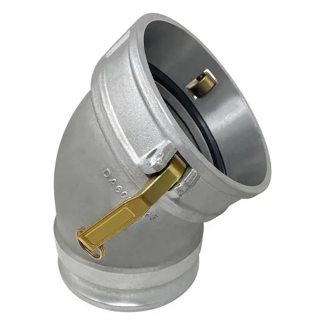 Alt view image 3 of 5 - Aluminum Type DA Cam and Groove Hose Fitting, 45 Degree Elbow, 6" Female Camlock x 6" Male Camlock (CAM-60-DA45-AL)
