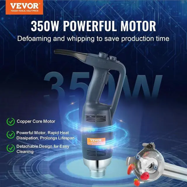 Alt view image 2 of 6 - Commercial Immersion Blender Constant Speed Heavy Duty Immersion Blender 350W Commercial Hand Mixer 304 Stainless Steel Hand Blender Commercial with 19.7" Removable Shaft for Kitchen Mixing
