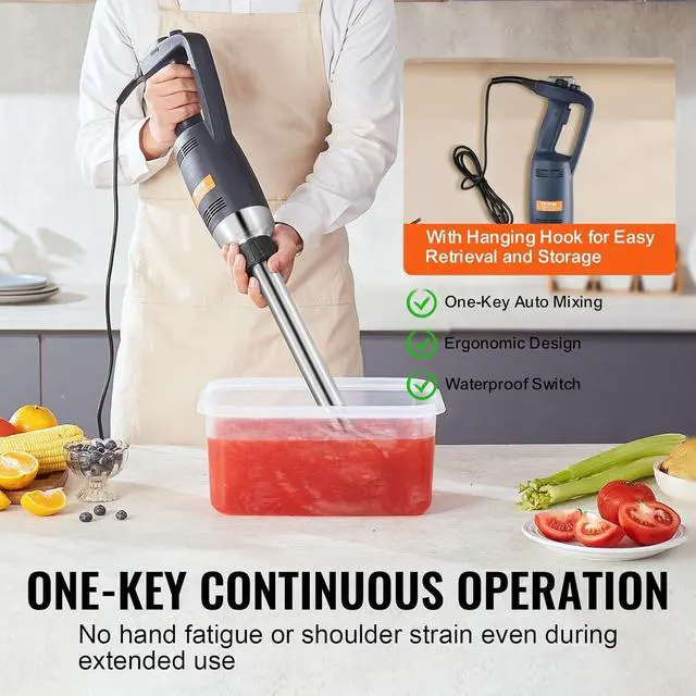 Alt view image 4 of 6 - Commercial Immersion Blender Constant Speed Heavy Duty Immersion Blender 350W Commercial Hand Mixer 304 Stainless Steel Hand Blender Commercial with 19.7" Removable Shaft for Kitchen Mixing