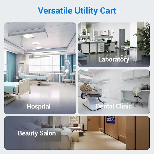 Alt view image 6 of 6 - Medical Carts with Wheels, Mobile Ultrasound Cart, Rolling Dental Carts with Drawers, Professional Trolley Cart with Trays for Hospital Clicnic Lab Beauty Salon