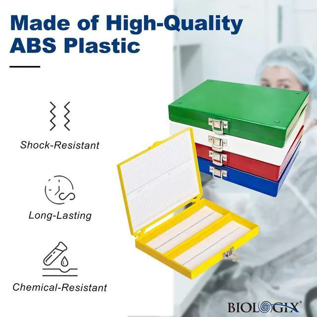 Alt view image 2 of 6 - 30PCS Microscope Slide Storage Box, 100-Place Plastic Microscope Slide Holder with Foam Liner, for 25mm × 75mm Microslides, Assorted Colors, Pack of 30