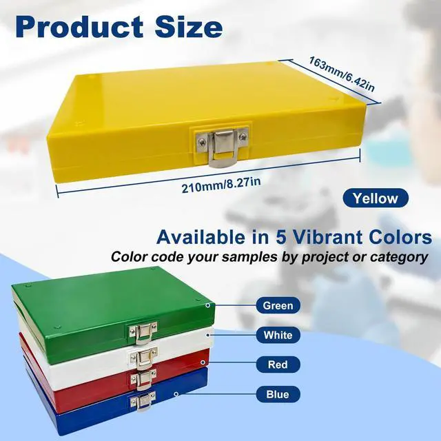 Alt view image 5 of 6 - 30PCS Microscope Slide Storage Box, 100-Place Plastic Microscope Slide Holder with Foam Liner, for 25mm × 75mm Microslides, Assorted Colors, Pack of 30