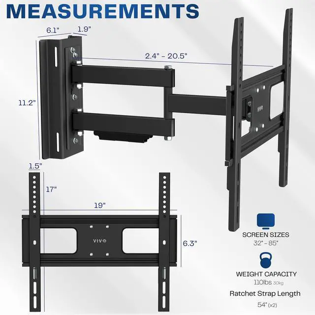 Alt view image 3 of 6 - Strap-On Full Motion Mount for Round & Square Columns, MOUNT-GTM70 | Outdoor No Drill Gazebo Patio Pole Pergola TV Mount for 32 to 85 inch Screens, VESA up to 400x400