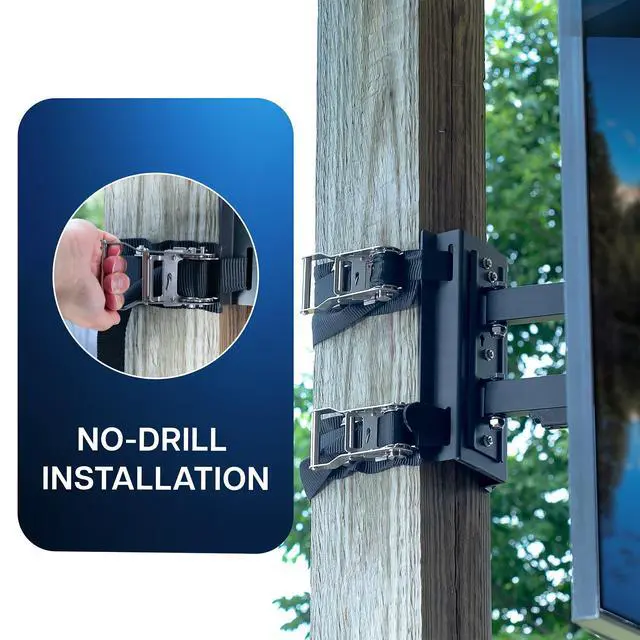 Alt view image 4 of 6 - Strap-On Full Motion Mount for Round & Square Columns, MOUNT-GTM70 | Outdoor No Drill Gazebo Patio Pole Pergola TV Mount for 32 to 85 inch Screens, VESA up to 400x400
