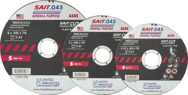 Alt view image 2 of 6 - SAIT 23103 A60S General Purpose Cut-Off Wheels (Type 1/Type 41 Flat) 5" x.045" x 7/8", 50-Pack
