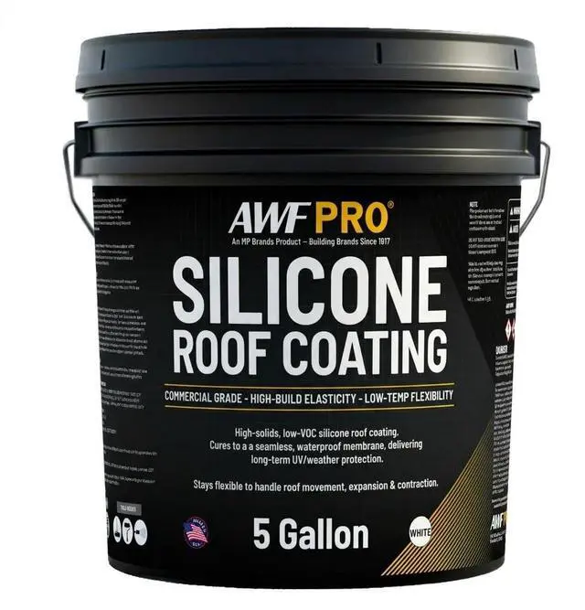 Main image of 100% Silicone Roof Coating High Solids Commercial Roof Restoration Coating and Waterproof Membrane for Flat and Low-Slope Roofs 5 Gallon