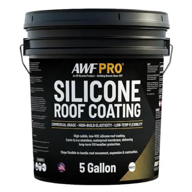 Alt view image 2 of 6 - 100% Silicone Roof Coating High Solids Commercial Roof Restoration Coating and Waterproof Membrane for Flat and Low-Slope Roofs 5 Gallon