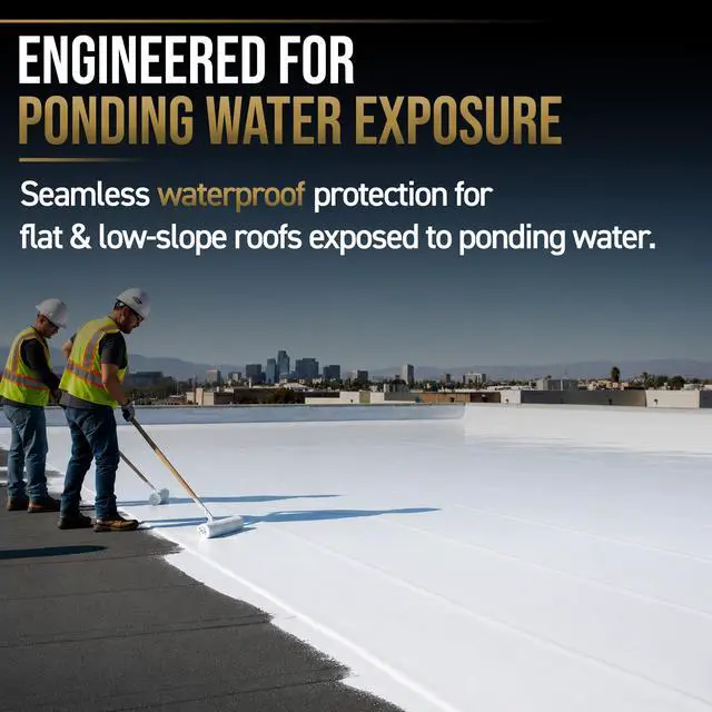 Alt view image 5 of 6 - 100% Silicone Roof Coating High Solids Commercial Roof Restoration Coating and Waterproof Membrane for Flat and Low-Slope Roofs 5 Gallon