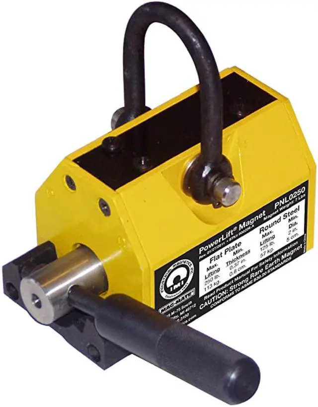 Main image of PNL PNL0250 Powerlift Magnet, Heavy Duty Magnet, with 3 to 1 Lift Safety, Rare Earth Magnet with 250 lbs Lifting Capacity, Yellow or Green in Color