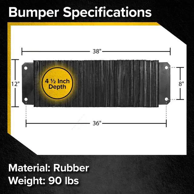 Alt view image 2 of 6 - Rubber Dock Bumper, 36" x 12" x 4.5", for Loading Bay & Shipping Dock Protection, Laminated, Steel Mounting Bracket, 3/4" Mounting Holes