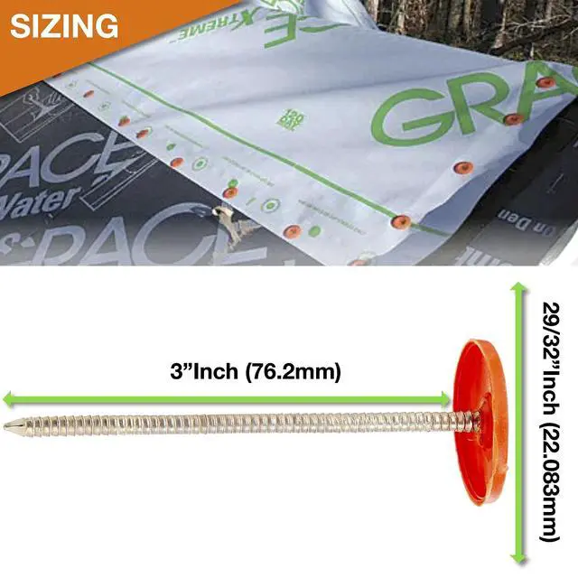 Alt view image 2 of 3 - 2000 Pack - 3 Inch - Round Plastic Cap Nail Roofing Nails Galvanized Tar Paper Nails for House Wrap Fastening Foam Board Roofing Felt Insulation Film (2000)