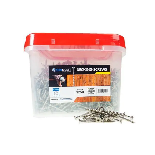 Alt view image 3 of 4 - Conquest #10 x 3 Type 316 Stainless Steel Marine Grade Flat Head Deck Screws (Pack of 1750) for Decks, Docks, Jetties, Fences, Walkways, or Marine Applications