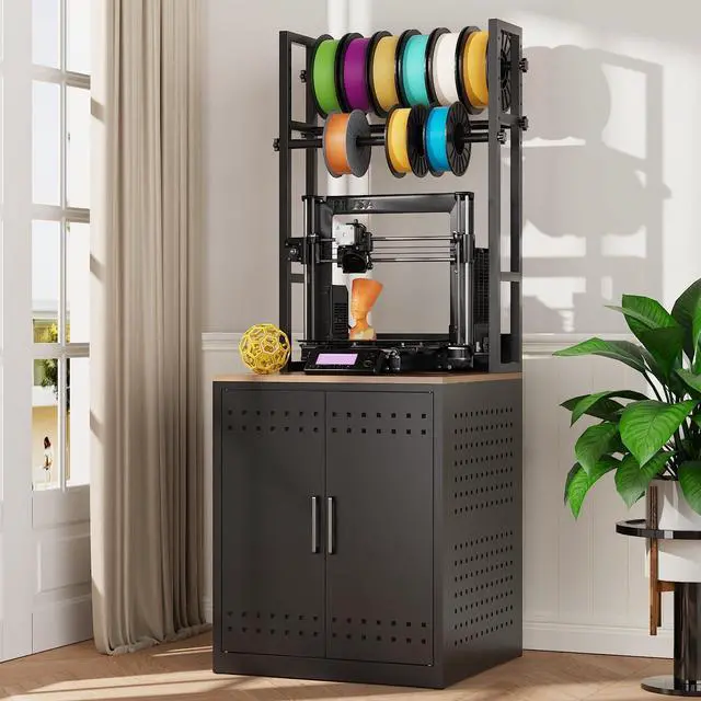 Main image of 3D Printer Stand with Filament Storage,Heavy Duty 3D Printer Table Workbench with 3-Tier Storage & 4 Adjustable Filament Racks,Printer Stand with Storage for Workshop,Office,Studios