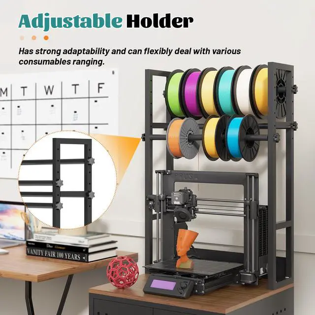 Alt view image 4 of 6 - 3D Printer Stand with Filament Storage,Heavy Duty 3D Printer Table Workbench with 3-Tier Storage & 4 Adjustable Filament Racks,Printer Stand with Storage for Workshop,Office,Studios