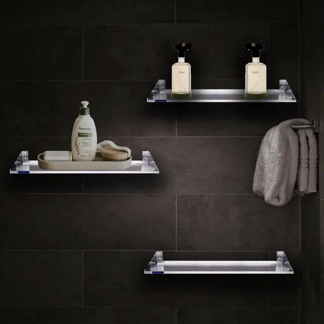 Alt view image 2 of 6 - Stainless Steel Wall Shelf with Side Guards | Premium Commercial Wall-Mounted Shelf | NSF Certified Metal Utility Storage for Kitchen, Garage, or Laundry (24" Long x 24" Deep)