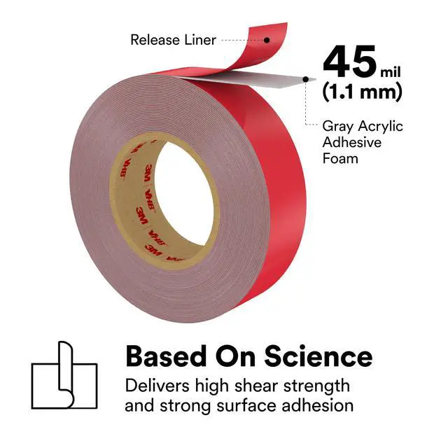 Alt view image 3 of 6 - VHB Tape 4611, 0.71 in width x 36 yd length, 1 roll