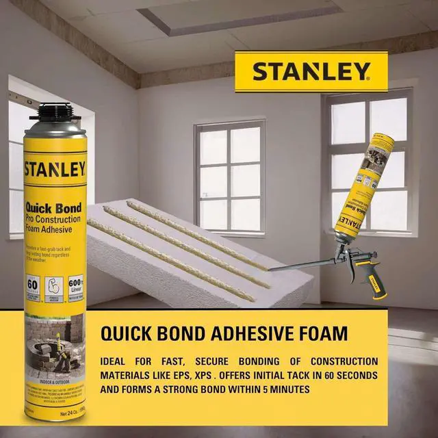 Alt view image 2 of 6 - FA192P Quick Bond Pro Adhesive Foam (12x24oz) | Heavy Duty Polyurethane Foam Adhesive for Construction, Insulation Panels, Concrete, Wood, Metal, Fast Cure, Gun NOT Included | 12 Pack