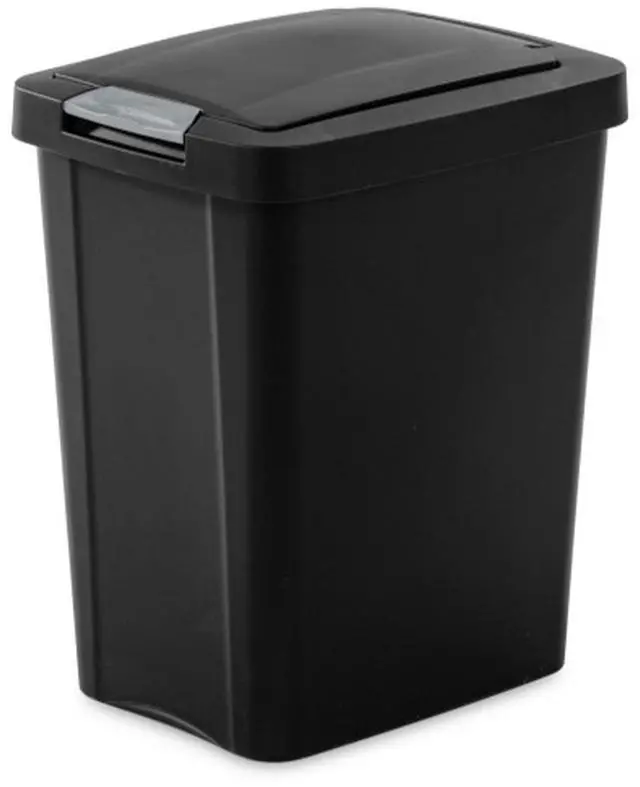 Main image of 7.5 Gallon TouchTop Wastebasket with Lid that Opens with Touch, Conceals Trash in the Kitchen, Bathroom, Mudroom or Office, Black, 12-Pack