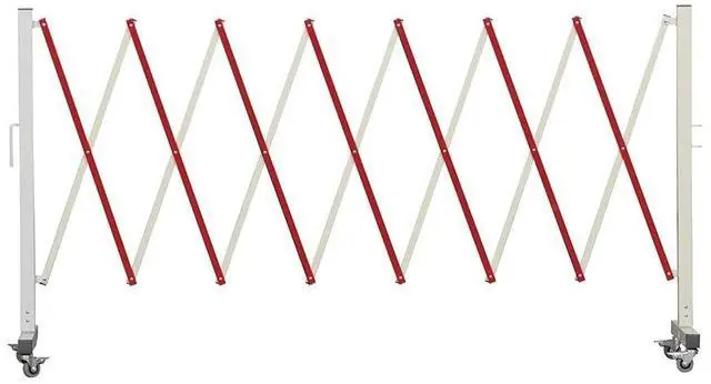 Main image of Trafford Industrial Expandable Metal Barricade, 11 Feet, Red and White, Mobile Safety Barrier Gate, Retractable Traffic Fence