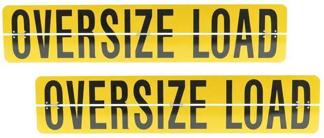Main image of (2 Pack) 12" x 60" Hinged Aluminum Oversize Load Sign for Trucks - Heavy Duty Reflective Diamond Grade Aluminum Wide Oversized Load Banner for Vehicle, Trailer - Safety Warning Signs