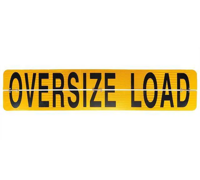 Alt view image 2 of 6 - (2 Pack) 12" x 60" Hinged Aluminum Oversize Load Sign for Trucks - Heavy Duty Reflective Diamond Grade Aluminum Wide Oversized Load Banner for Vehicle, Trailer - Safety Warning Signs