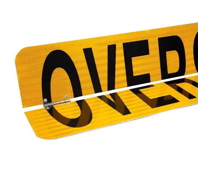 Alt view image 5 of 6 - (2 Pack) 12" x 60" Hinged Aluminum Oversize Load Sign for Trucks - Heavy Duty Reflective Diamond Grade Aluminum Wide Oversized Load Banner for Vehicle, Trailer - Safety Warning Signs