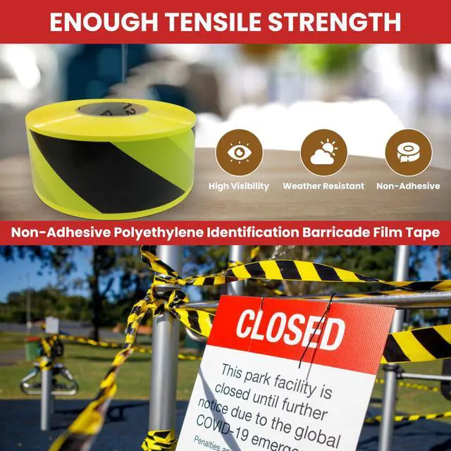 Alt view image 5 of 6 - BRC-80 Non-Adhesive Polyethylene Identification Barricade Film Tape Ideal for Hazardous Areas & Safety Identification. 3 Inch X 1000 Ft. (8 Rolls, Red)