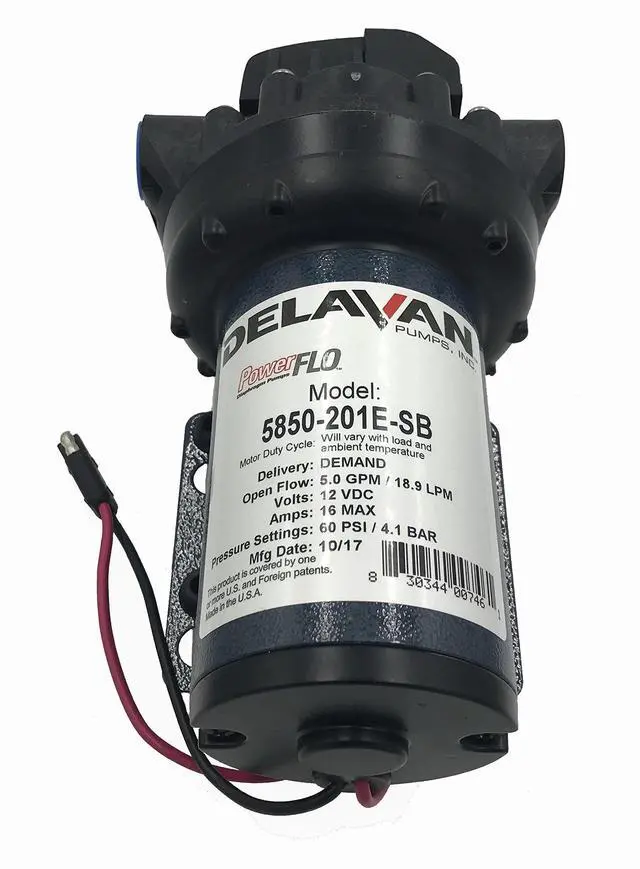 Alt view image 2 of 2 - Delavan 5850-201E-SB Diaphragm Pump 12V, 60PSI, 5.0GPM, Demand Pump