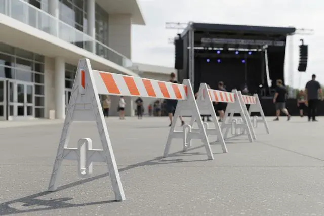 Alt view image 5 of 5 - Type 1 A-Frame Plastic Barricade with Reflective Double Sided 8 Foot Rail-A Frame legs and Rails ship separate