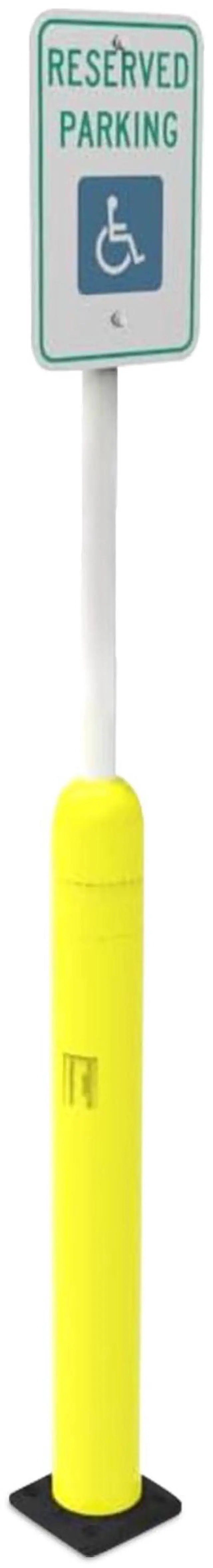 Main image of Impact Recovery - Sta-Rite Flexible Sign Post - Sign Holder - Handicap Parking Signs - Made in the USA - 102 with Yellow Bollard - Reserved Parking Signage