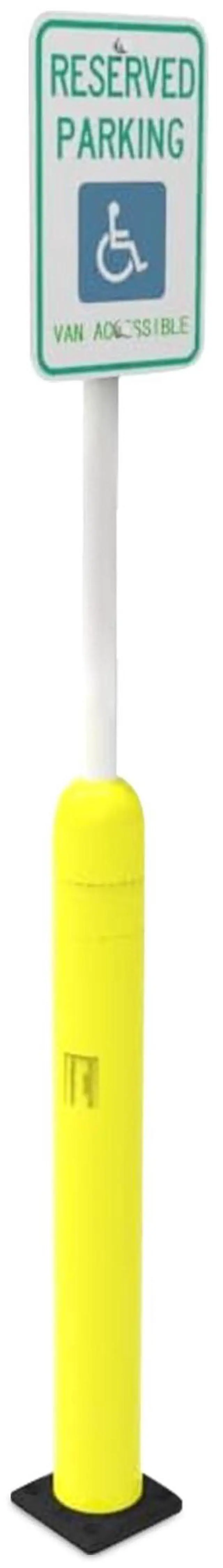Main image of Impact Recovery - Sta-Rite Flexible Sign Post - Sign Holder - Handicap Parking Signs - Made in the USA - 102 with Yellow Bollard - Van Accessible Signage
