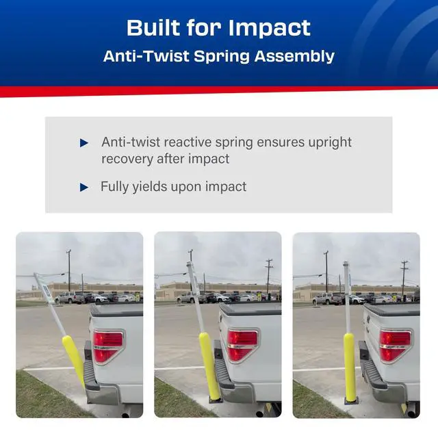 Alt view image 5 of 6 - Impact Recovery - Sta-Rite Flexible Sign Post - Sign Holder - Handicap Parking Signs - Made in the USA - 102 with Yellow Bollard - Van Accessible Signage