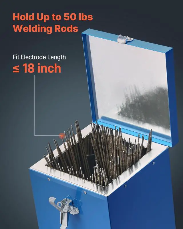 Alt view image 3 of 6 - Portable Welding Rod Oven, 50LBS Capacity Electrodes Drying Oven 420W 120V, 300 Fast Heating Welding Rods Dryer for 18-inch Stick Electrodes - with Easy-to-Carry Handle & Safety Locking Latch