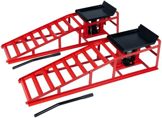 Main image of 5 Ton (11000 lbs) Capacity Hydraulic Low Profile Car Ramps with Pin Lock, 10.6 to 14.7 Inch Lift Range, for Auto & Home Garage Maintenance, Oil Changes