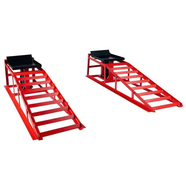 Alt view image 2 of 6 - 5 Ton (11000 lbs) Capacity Hydraulic Low Profile Car Ramps with Pin Lock, 10.6 to 14.7 Inch Lift Range, for Auto & Home Garage Maintenance, Oil Changes