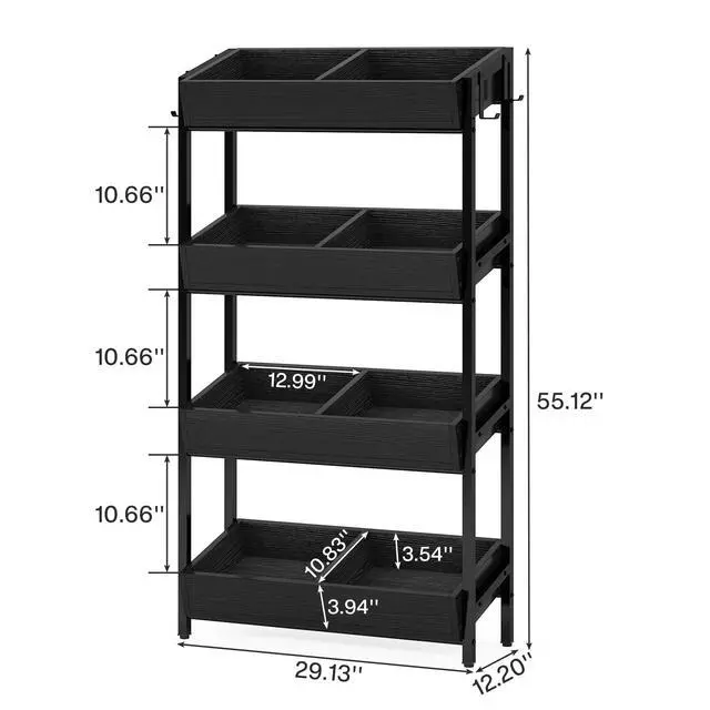 Alt view image 2 of 6 - 4-Tier Retail Snack Display Shelf, Snack Rack Display Stand with 4 Hooks, Retail Shelves Racks for Vendors, Store, Supermarket and Home Kitchen