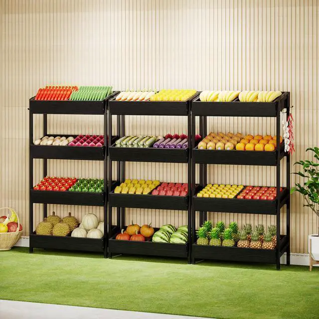 Alt view image 4 of 6 - 4-Tier Retail Snack Display Shelf, Snack Rack Display Stand with 4 Hooks, Retail Shelves Racks for Vendors, Store, Supermarket and Home Kitchen