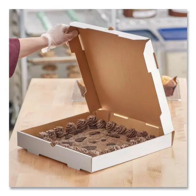 Alt view image 3 of 4 - 1450 Clay Coated Kraft Paperboard White Pizza Box, 16" Length x 16" Width x 1-7/8" Height (Case of 100)