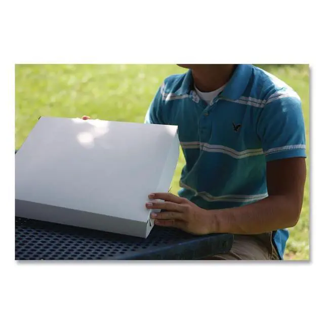 Alt view image 4 of 4 - 1450 Clay Coated Kraft Paperboard White Pizza Box, 16" Length x 16" Width x 1-7/8" Height (Case of 100)