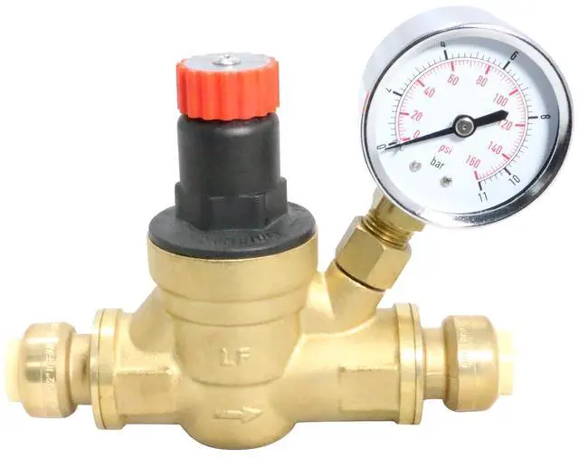 Main image of 5 Pcs 1/2 Inch Push Fit Water Pressure Regulator Valve with Gauge, 3-4-2=5XX